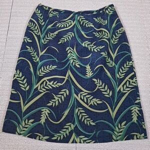Norton McNaughton Skirt 6 Blue Floral Length Lined Silk Pencil Resort Cruise